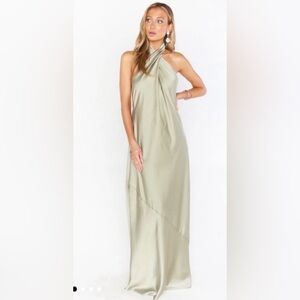 Show Me Your MuMu- Jasmine Halter Maxi Dress in Moss Green